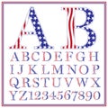 Monogram letters with a patriotic theme. American flag alphabet Royalty Free Stock Photo