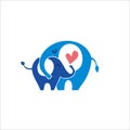 Print elephant calf mother logo design for your company name and identity Royalty Free Stock Photo