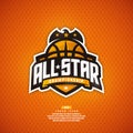 Modern professional basketball logo design. Star Championship badge. Royalty Free Stock Photo