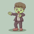 Cute Zombie Frankenstein Cartoon. Frankenstein Mascot Cartoon Character. Halloween Icon Concept White Isolated. Flat Cartoon Style Royalty Free Stock Photo