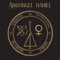 Archangel Haniel Venus Occult Gold Seal Royalty Free Stock Photo