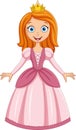 Cartoon happy princess in pink dress