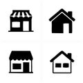 Home, store, building symbol icon isolated in black on white background.