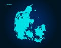 Honey Comb or Hexagon textured map of Denmark Country isolated on dark blue background - vector