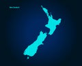 Honey Comb or Hexagon textured map of New Zealand Country isolated on dark blue background - vector