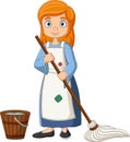 Cartoon cinderella with bucket and mop Royalty Free Stock Photo