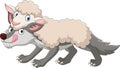 Cartoon funny wolf in sheep clothing Royalty Free Stock Photo