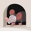 Cartoon funny mouse in the hole Royalty Free Stock Photo