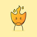 cute fire cartoon with both hands on stomach, smile and happy expression Royalty Free Stock Photo
