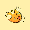 cute fire cartoon with happy expression. lie down, close eyes and tears Royalty Free Stock Photo