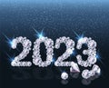 Diamond Happy New 2023 Year card, vector