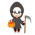 Cute little boy wearing grim reaper costume Royalty Free Stock Photo