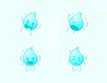 collection of cute water cartoon character with dizzy expression. soft blue. element, simple and cartoon style