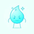 cute water cartoon with angry expression. blue and white. stand and stare. water blue and white. element, simple and cartoon style Royalty Free Stock Photo