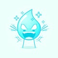 cute water cartoon with very angry expression. hands shaking, mouth open and eyes bulging