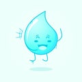 cute water cartoon with smile and happy expression. jump, close eyes and mouth open Royalty Free Stock Photo