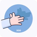 Hand-shadow artwork featuring silhouettes of dog, vector design, and isolated background. Royalty Free Stock Photo