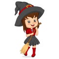 Cartoon little girl wearing halloween witch costume Royalty Free Stock Photo