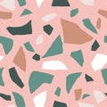 Terrazzo flooring seamless pattern. Colored stones. Marble texture in pastel colors. Vector Royalty Free Stock Photo