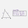 Math formula. Cosine rule written by hand. Intermediate math. Royalty Free Stock Photo