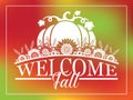 Festive welcome fall banner with sunflowers and a pumpkin Royalty Free Stock Photo