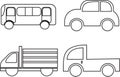 transportation means cars, trucks, pick ups and buses Royalty Free Stock Photo