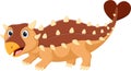 Cute Ankylosaurus dinosaur Cartoon isolated on white