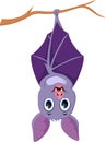cartoon Cute bat halloween hanging on tree branch Royalty Free Stock Photo