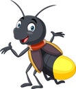 Cartoon funny firefly on white background