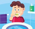 Children Morning Routine Illustration Brush teeth