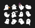 Little cute ghosts collection, Happy Halloween Set of flat Halloween scary ghostly monsters. Cartoon spooky character Royalty Free Stock Photo