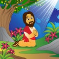 Jesus prays in the garden of Gethsemane