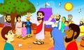 Jesus teaches many people by the lake of galilee