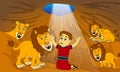 bible story illustration, Daniel in the lion\'s den