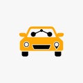 Simple and unique front mini small taxi car with two passengers image graphic icon logo design abstract