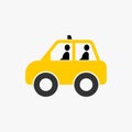 Simple and unique mini small taxi car with two passengers image graphic icon logo design