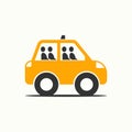 Simple and unique mini small taxi car with four passengers image graphic icon logo design abstract