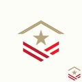 Simple and unique army veteran sign with roof house image graphic icon logo design