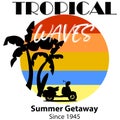 Tropical Waves Summer Beach Getaway Vector Illustration