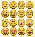 Emoji set of different shape for social media reaction emoticons