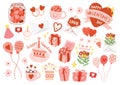 cute handraw isolate valentine items design