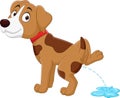 Cartoon funny little dog peeing Royalty Free Stock Photo