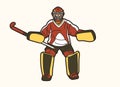 Field Hockey Sport Player Goalkeeper Action Graphic Vector Royalty Free Stock Photo
