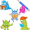 Cute monster school cartoon collection