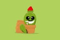 monster cute cactus with cigarette for sticker and mascot