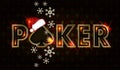 Christmas poker background with santa claus hat and spades sign, vector illustration