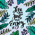 Life is just one enjoy it hand lettering. Royalty Free Stock Photo