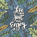 Life is just one enjoy it hand lettering. Royalty Free Stock Photo