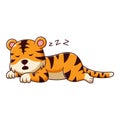 Cute Tiger Sleeping Cartoon. Animal Icon Concept. Flat Cartoon Style. Suitable for Web Landing Page, Banner, Flyer, Sticker, Card Royalty Free Stock Photo