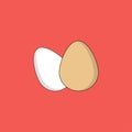 Vector food icon set of chicken egg. White and brown chicken egg Royalty Free Stock Photo